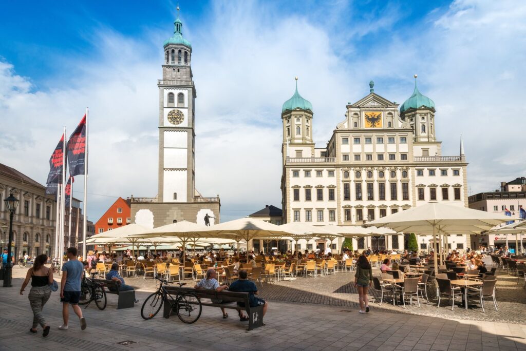 Augsburg’s Rathaus and Perlachturm in the historic city centre